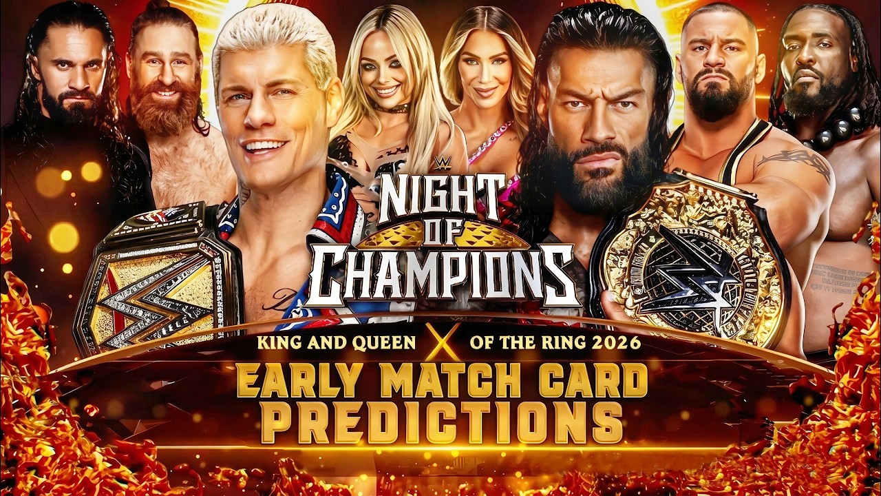 WWE Night Of Champions 2026 MATCH CARD PREDICTIONS & King & Queen Of The Ring Finals backdrop