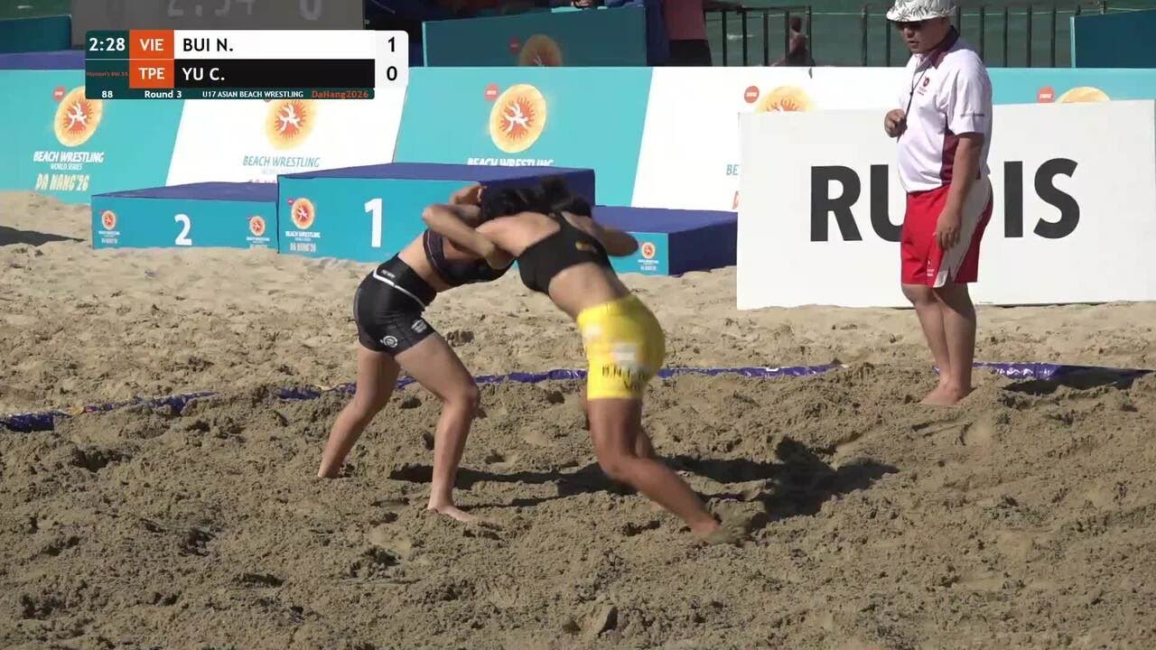 Ngoc Thao Thom BUI (VIE) vs. Chi Yun YU (TPE) | U17 ASIAN BEACH WRESTLING 2026 | Round 3 | Women's B backdrop