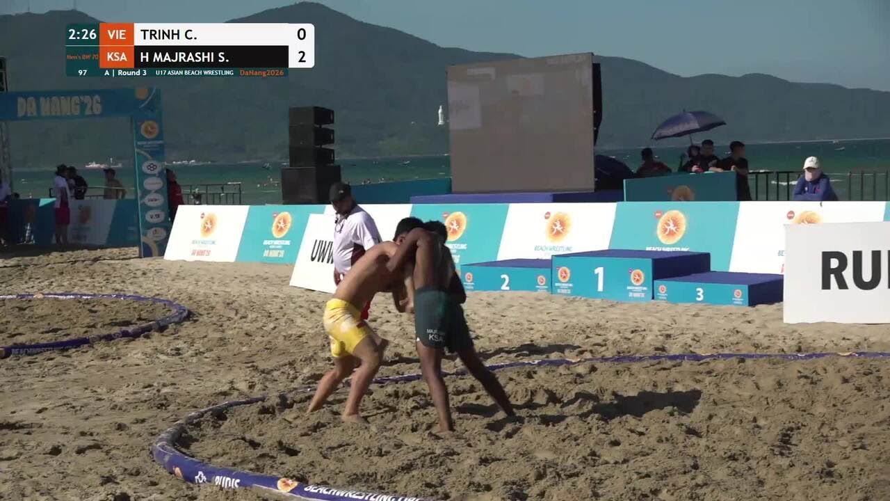 Chi Hao TRINH (VIE) vs. Saeed Ahmed H MAJRASHI (KSA) | U17 ASIAN BEACH WRESTLING 2026 | A | Round 3 backdrop