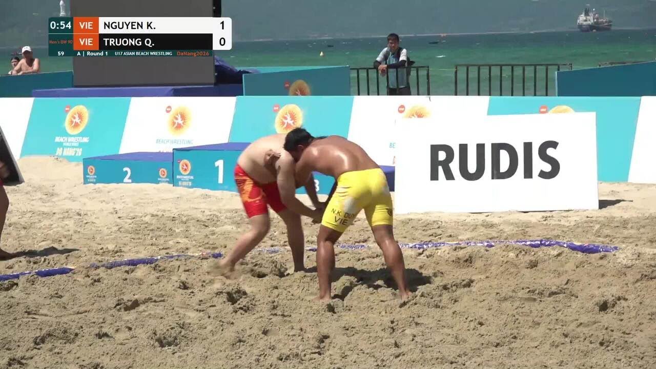 Khanh Duy NGUYEN (VIE) vs. Quang Khai TRUONG (VIE) | U17 ASIAN BEACH WRESTLING 2026 | A | Round 1 | backdrop