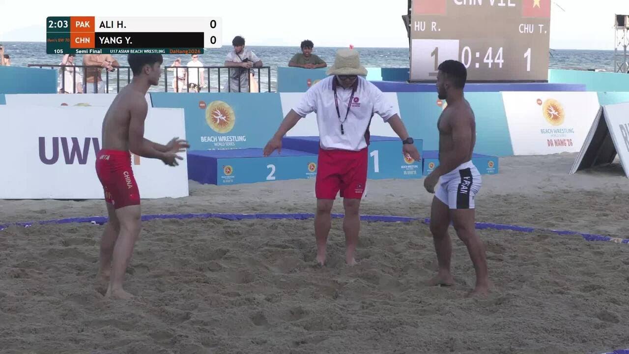 Hassan ALI (PAK) vs. Yuankai YANG (CHN) | U17 ASIAN BEACH WRESTLING 2026 | Semi Final | Men's BW 70K backdrop