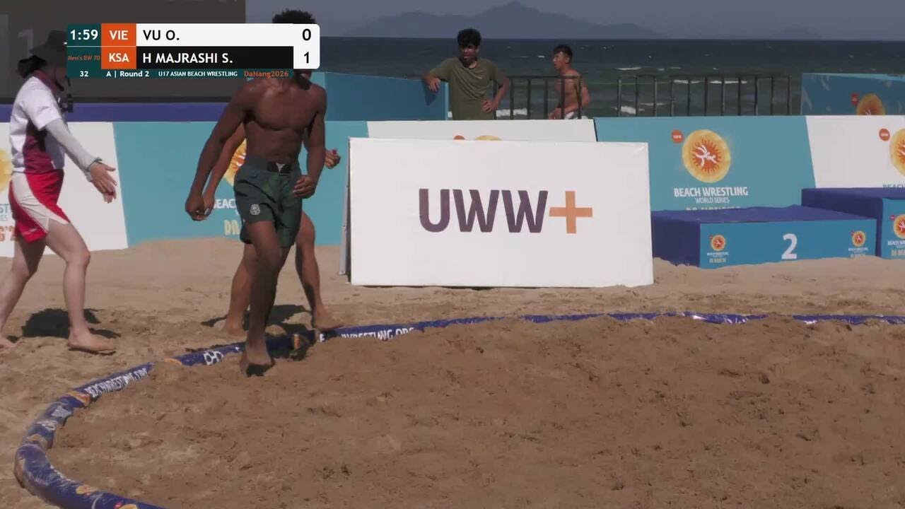 Oanh VU (VIE) vs. Saeed Ahmed H MAJRASHI (KSA) | U17 ASIAN BEACH WRESTLING 2026 | A | Round 2 | Men' backdrop