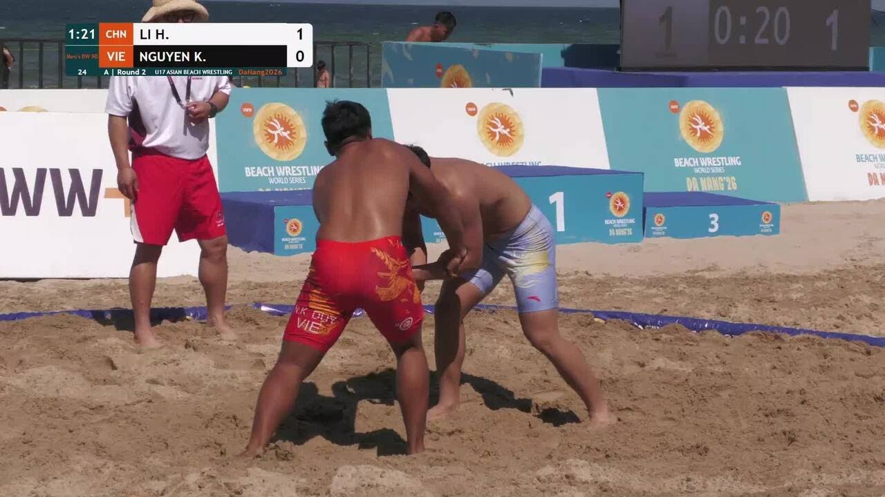 Hangyu LI (CHN) vs. Khanh Duy NGUYEN (VIE) | U17 ASIAN BEACH WRESTLING 2026 | A | Round 2 | Men's BW backdrop