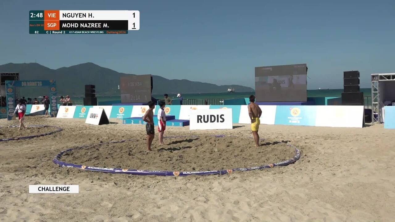 Hung Viet NGUYEN (VIE) vs. Mohamed Daniel Naz Bin MOHD NAZREE (SGP) | U17 ASIAN BEACH WRESTLING 2026 backdrop