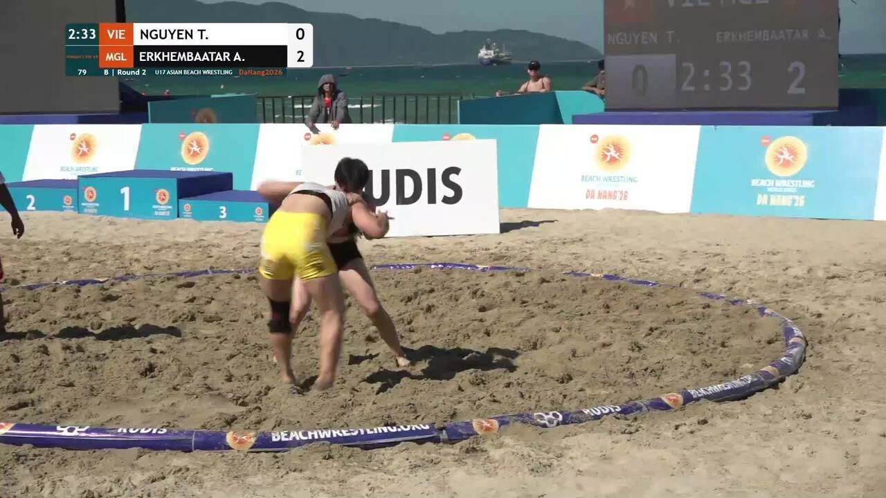 Thi Tra My NGUYEN (VIE) vs. Anujin ERKHEMBAATAR (MGL) | U17 ASIAN BEACH WRESTLING 2026 | B | Round 2 backdrop