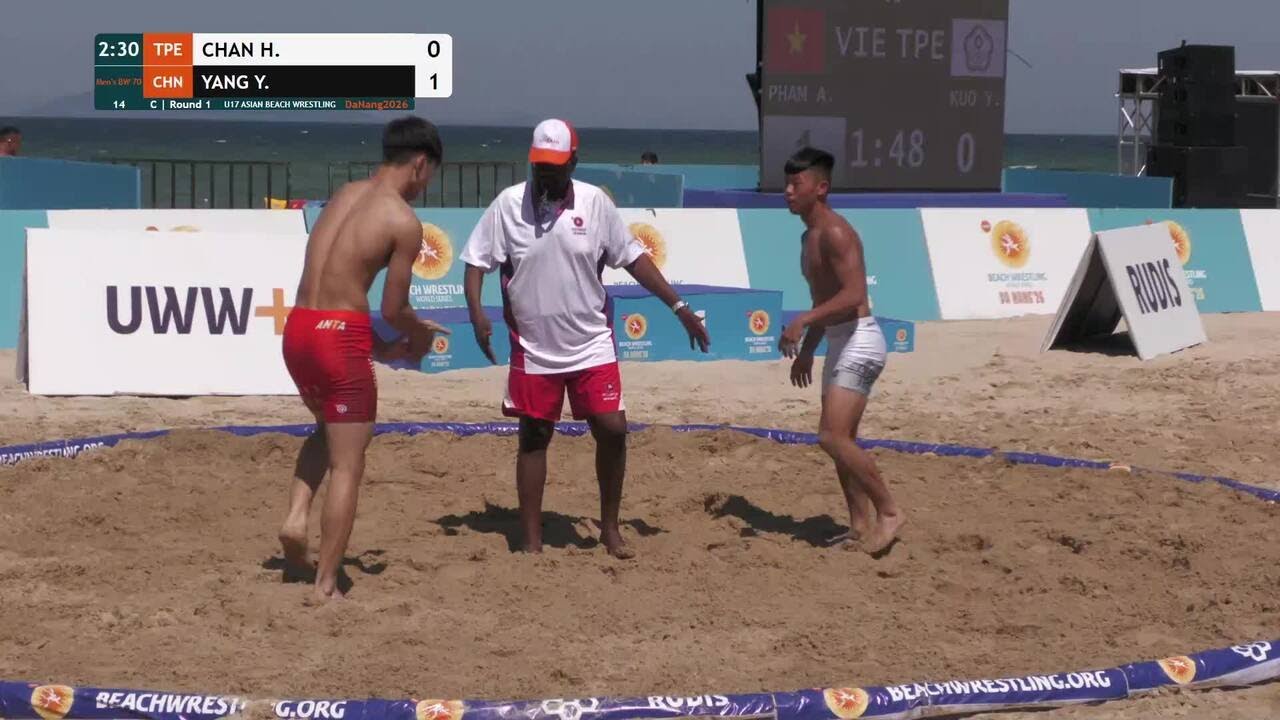 Ho Ting CHAN (TPE) vs. Yuankai YANG (CHN) | U17 ASIAN BEACH WRESTLING 2026 | C | Round 1 | Men's BW backdrop