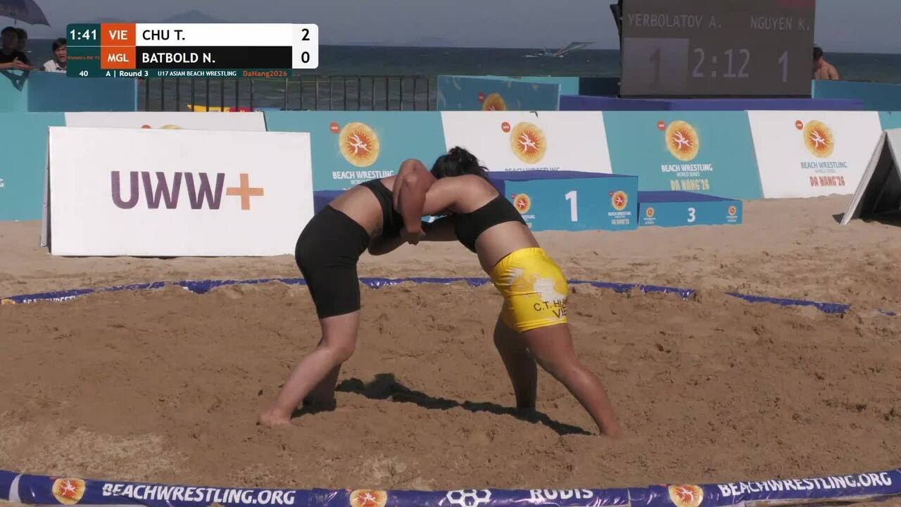 Thi Huyen CHU (VIE) vs. Namuuntsetseg BATBOLD (MGL) | U17 ASIAN BEACH WRESTLING 2026 | A | Round 3 | backdrop