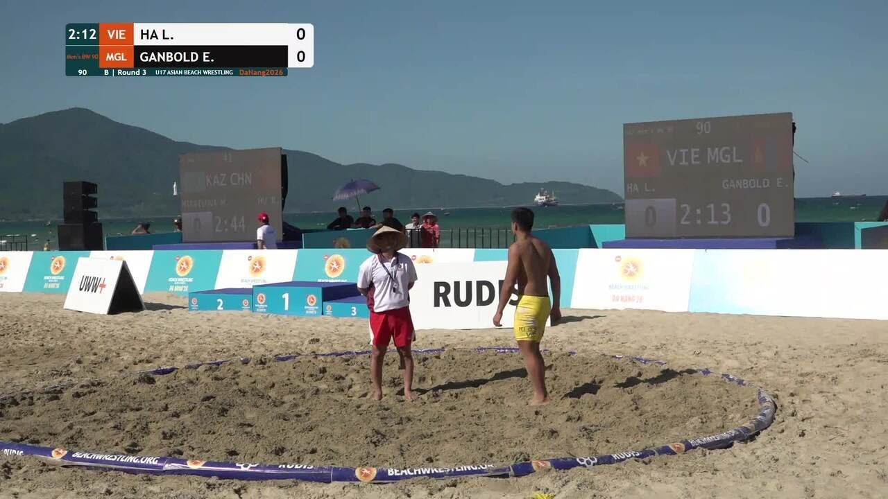 Ly Quy Bao HA (VIE) vs. Elbegsaikhan GANBOLD (MGL) | U17 ASIAN BEACH WRESTLING 2026 | B | Round 3 | backdrop