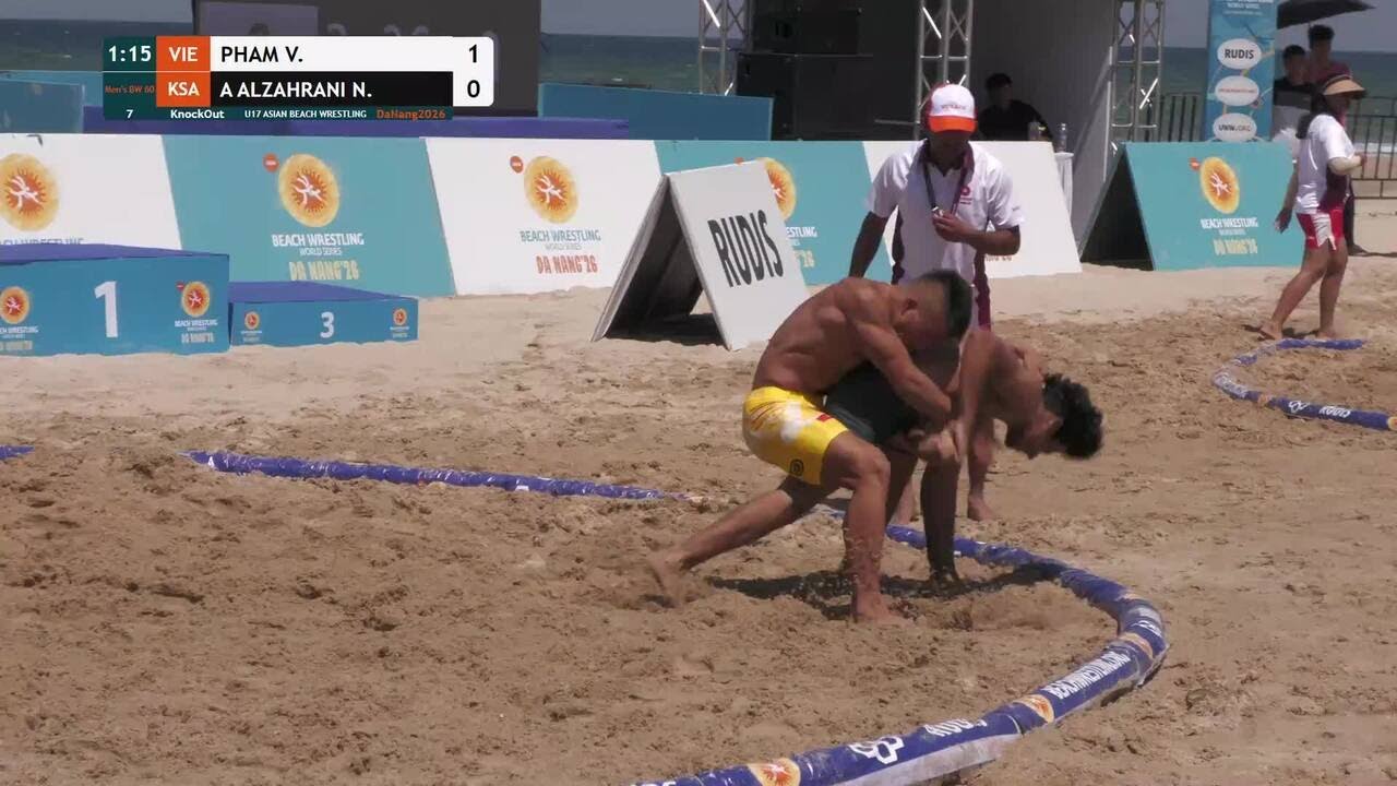 Van Duong PHAM (VIE) vs. Nawaf Ali A ALZAHRANI (KSA) | U17 ASIAN BEACH WRESTLING 2026 | KnockOut | M backdrop