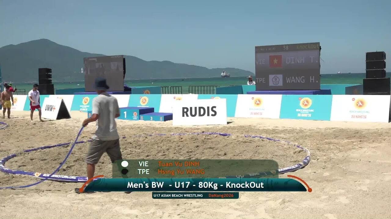 Tuan Vu DINH (VIE) vs. Hsing Yu WANG (TPE) | U17 ASIAN BEACH WRESTLING 2026 | KnockOut | Men's BW 80 backdrop