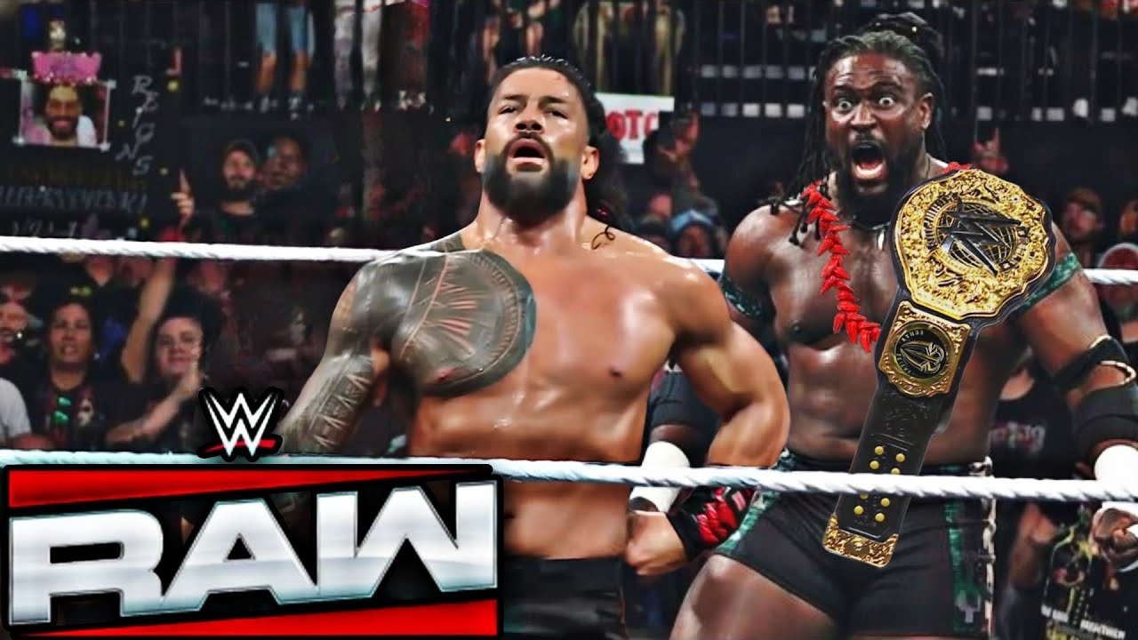 WWE 5 June 2026 Roman Reigns Vs Oba Femi Brutal Match World Heavyweight Championship WWE Raw 2026 backdrop