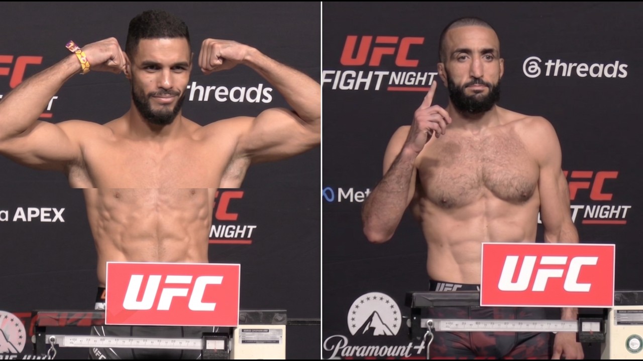 UFC Vegas 118 Official Weigh Ins: Muhammad vs Bonfim backdrop