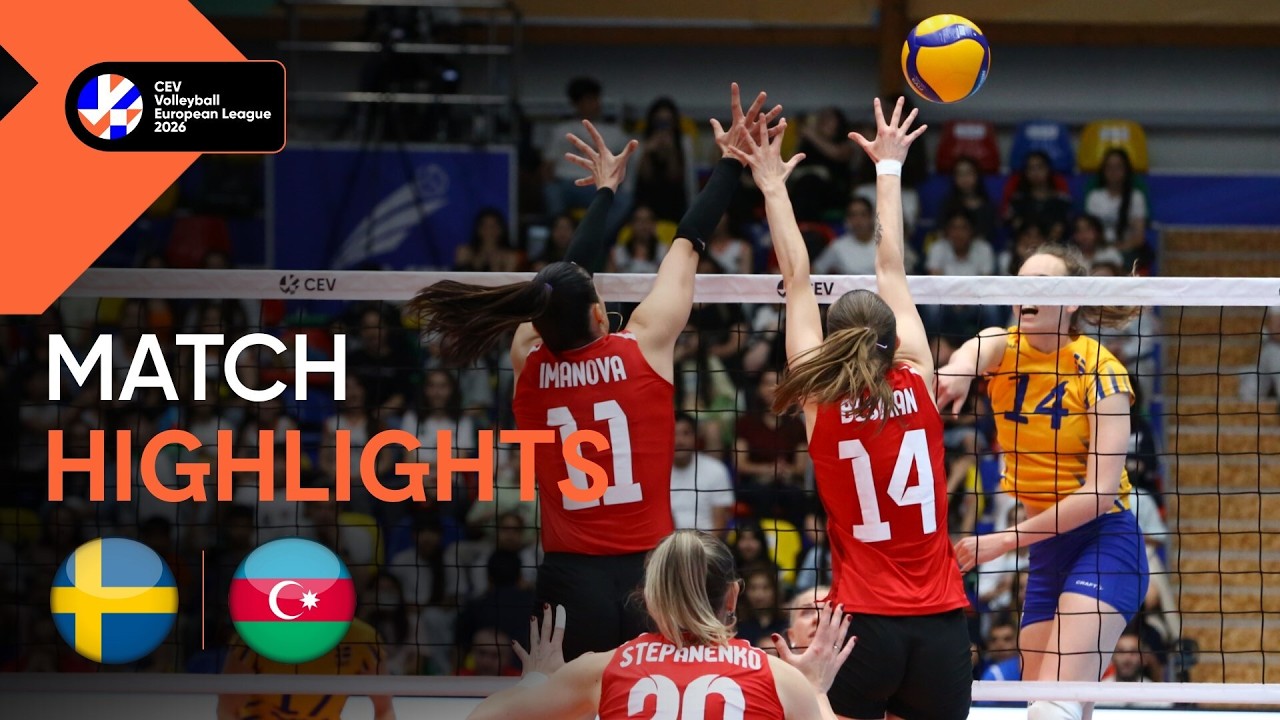 Highlights | SWEDEN vs AZERBAIJAN | CEV Volleyball European League 2026 | Women Match Highlights backdrop