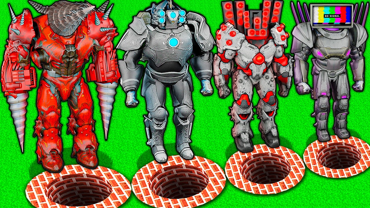 SECRET PITS of TITAN BOSSES TEAM and UPGRADED DRILL MAN vs SKIBIDI TOILET in MINECRAFT animation backdrop