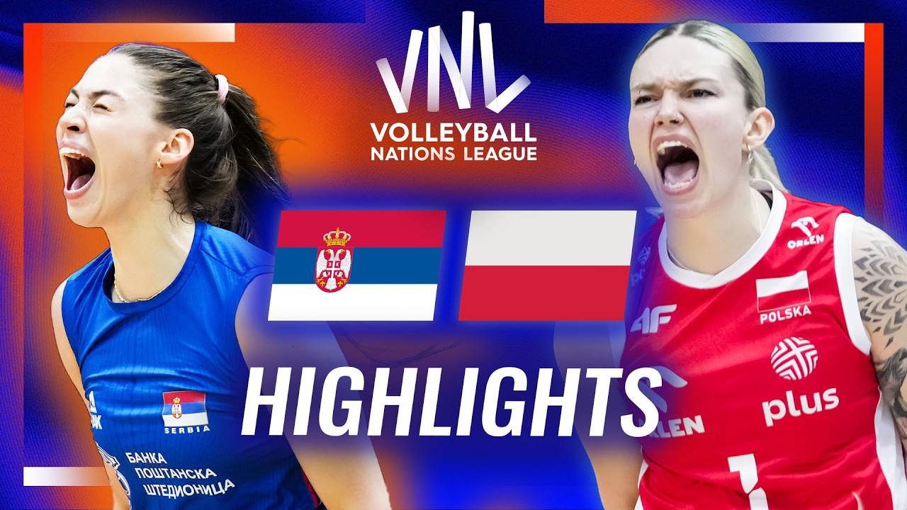 Serbia 🇷🇸 vs. Poland 🇵🇱 - Highlights | Week 1 | Women's VNL 2026 backdrop