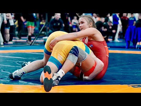 U20 Vera Stoltz (SWE) vs Kateryna Vovk (UKR) 62kg. Women girls youth wrestling tournament. backdrop