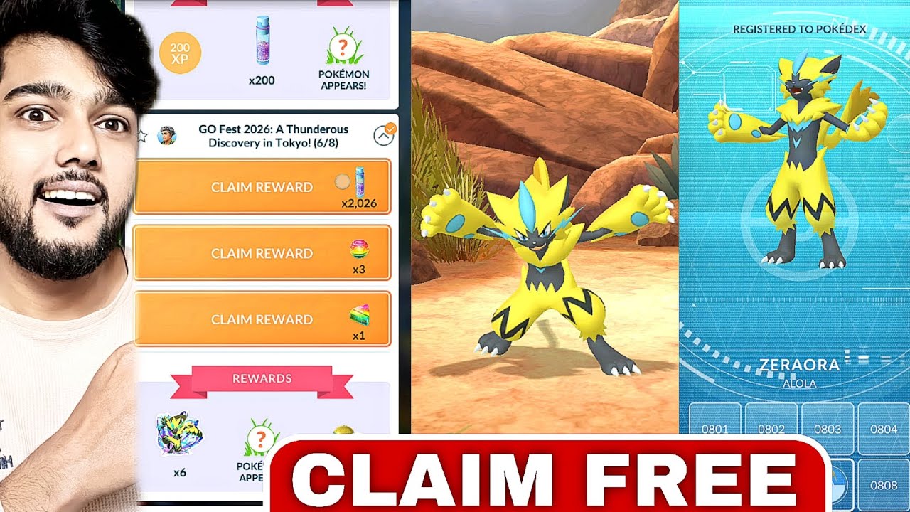 FREE ZERAORA RESEARCH! DON'T MISS THIS! Pokémon Go 2026 backdrop