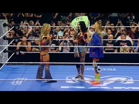 Rhea Ripley, Charlotte Flair & Tiffany Stratton Ring Segment backdrop