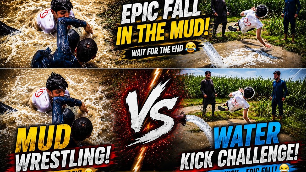 Mud Wrestling VS Water Kick Challenge ๐ | Funniest Village Challenge Ever!๐คช backdrop