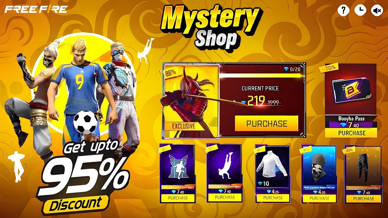 Mystery Shop Discount Event Confirm Date Free Fire | Ob54 Update Ingame Changes| Free Fire New Event backdrop
