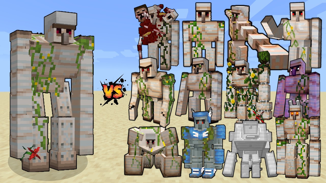 Mutant Iron Golem vs All Iron Golems & Other Golems - Minecraft Mob Battle backdrop
