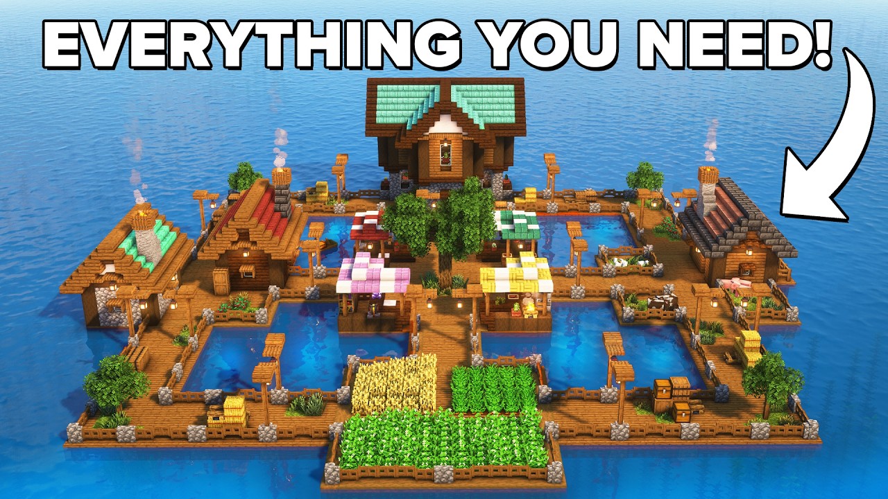 Minecraft: How to build a Floating Survival City | Tutorial🏠 backdrop
