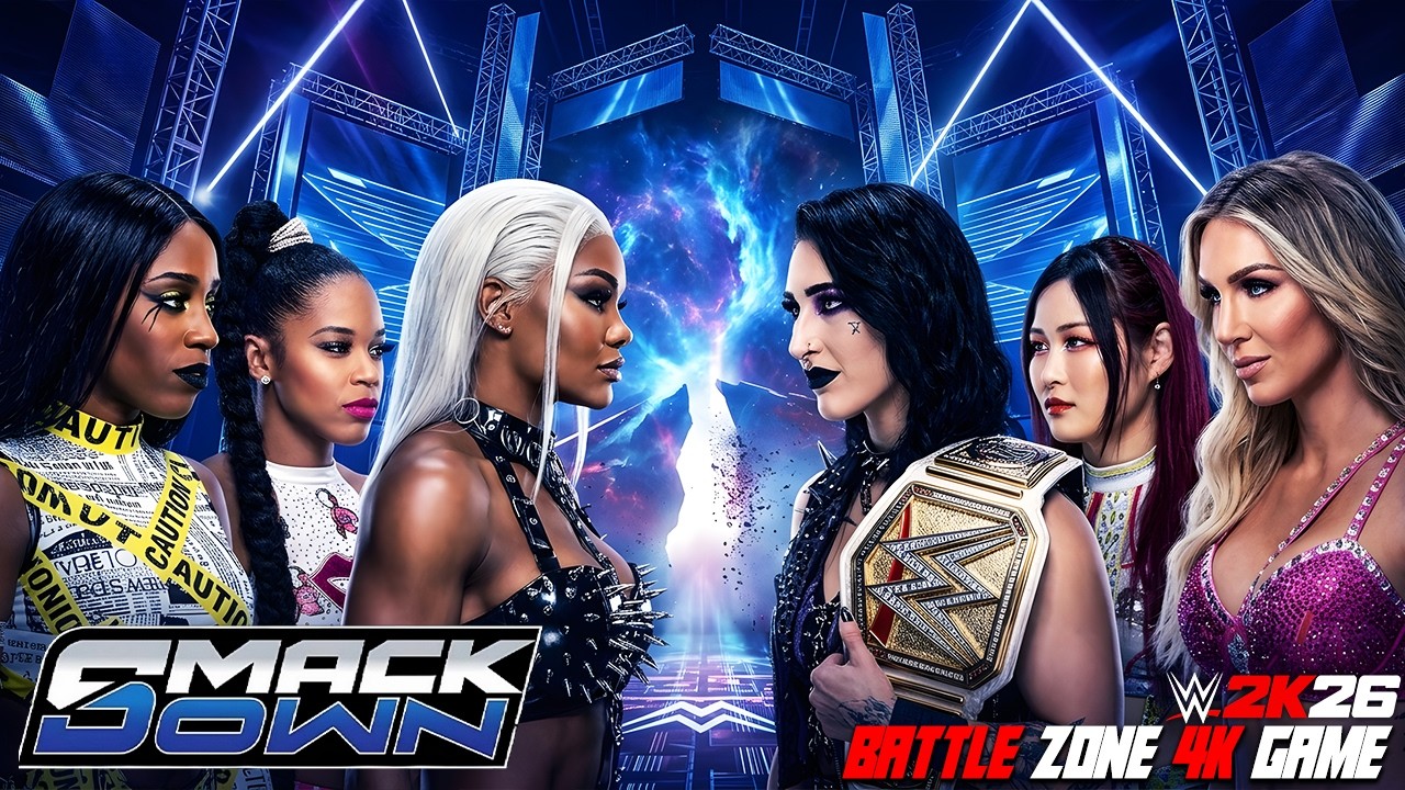 Rhea Ripley, Iyo Sky & Charlotte Flair vs Jade Cargill, Bianca Belair & Naomi! backdrop