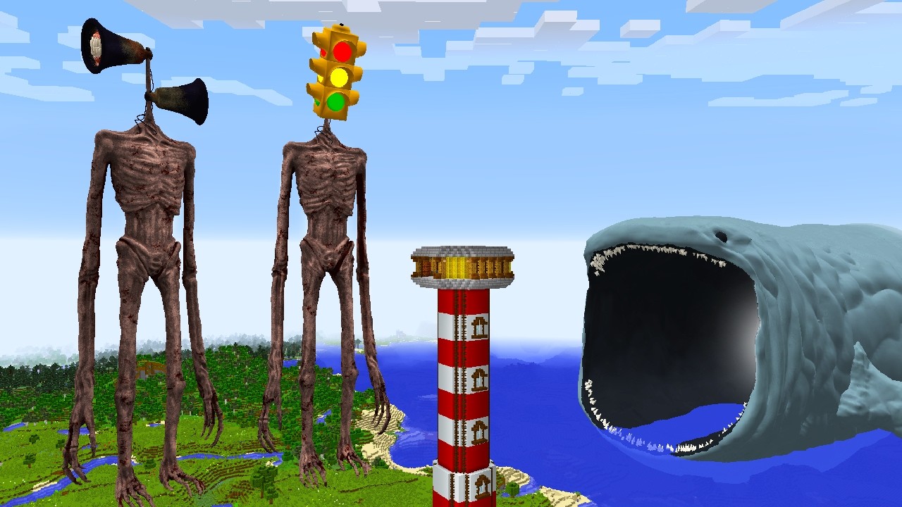 SURVIVING FROM THE BLOOP, SIREN HEAD AND TRAFFIC HEAD in Minecraft - Gameplay backdrop