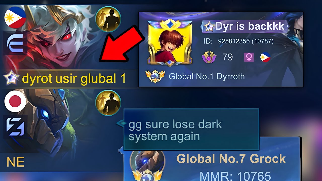 I PRETEND DARK SYSTEM IN SOLO RANKED!! THEN SHOWING MY GLOBAL 1 BADGE… 😂 - MLBB backdrop