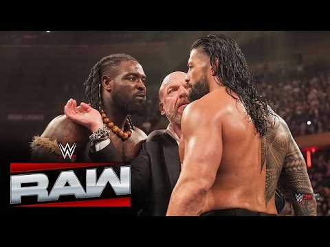 WWE 5 June Oba Femi brutally attacks Roman Reigns Bloodline WWE Raw 2026 backdrop
