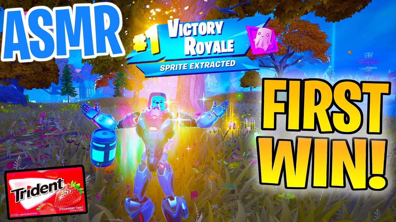 ASMR Gaming 😴 Fortnite My 1st Win Season 3! Relaxing Gum Chewing 🎮🎧 Controller Sounds + Whispering 💤