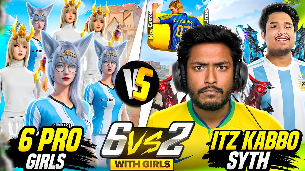 Itz Kabbo Syth VS 6 Pro girls?😳 আবারো Brazil vs argentina❓🤔Garena Free Fire❤️🔥