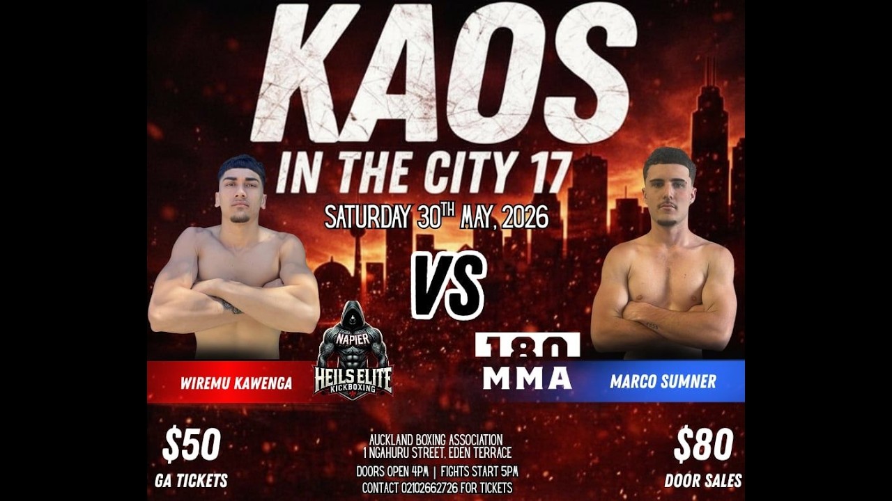 KAOS ON THE CITY 17: WIREMU KAWENGA vs MARCO SUMNER | K1 Boxing Fight backdrop