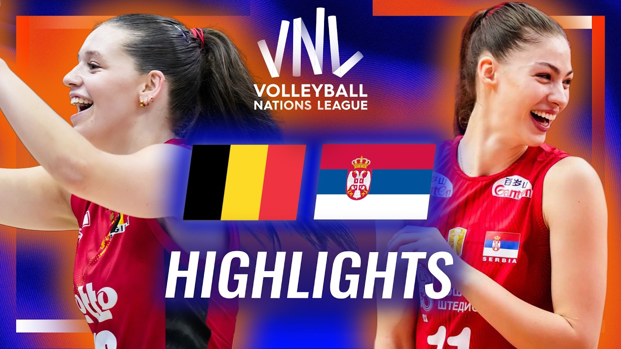 Belgium π§πͺ vs. Serbia π·πΈ - Highlights | Week 1 | Women's VNL 2026 backdrop