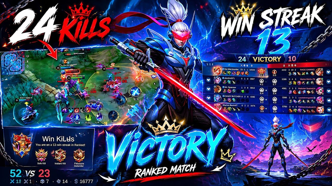 ЁЯФе 24 Kills ЁЯШ▒ New Hero Savage Gameplay | 13 Win Streak Ranked Match // moba Legend 5v5 gameplay backdrop