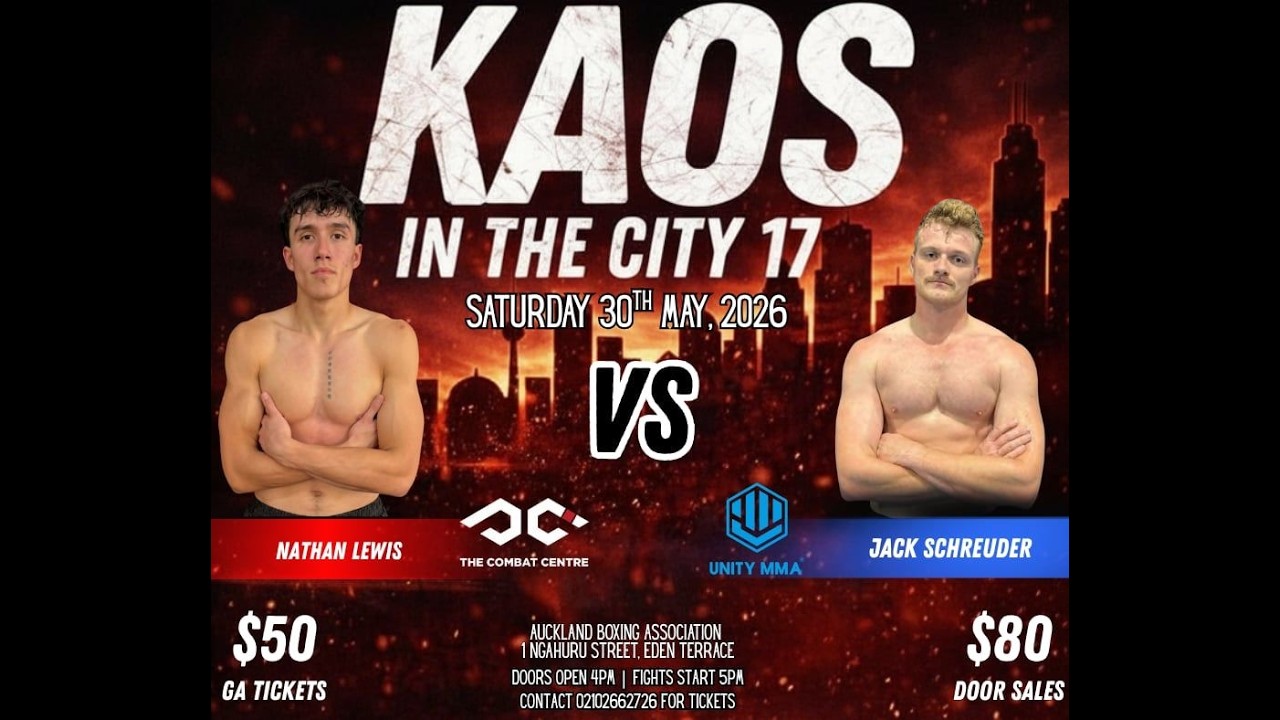 KAOS ON THE CITY 17: NATHAN LEWIS vs JACK SCHREUDER | K1 Boxing Fight backdrop
