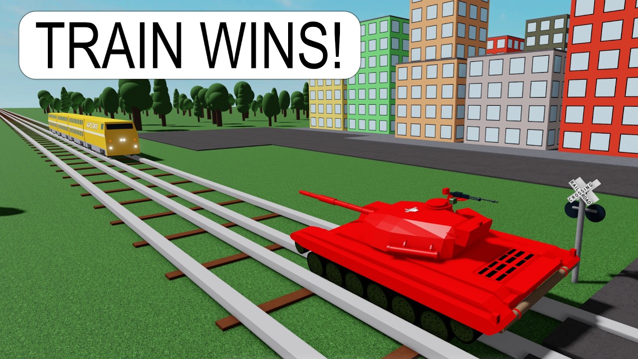 I Parked a TANK on a Train Track on Roblox BUT the TRAIN DESTROYS It