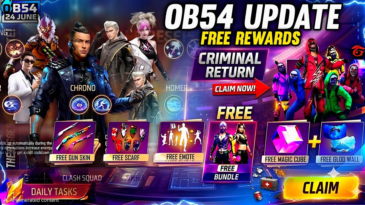 OB54 Update Free Fire Rewards 🥳🤩| Free Fire New Event | FF New Event |Upcoming Events In Free Fire