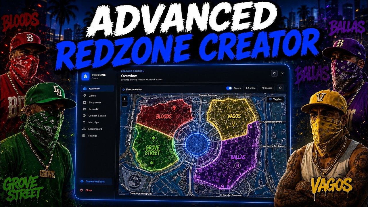 FiveM Redzone Script 🔥 Build PVP Zones In-Game | No File Editing (ESX/QBCore/QBox) backdrop