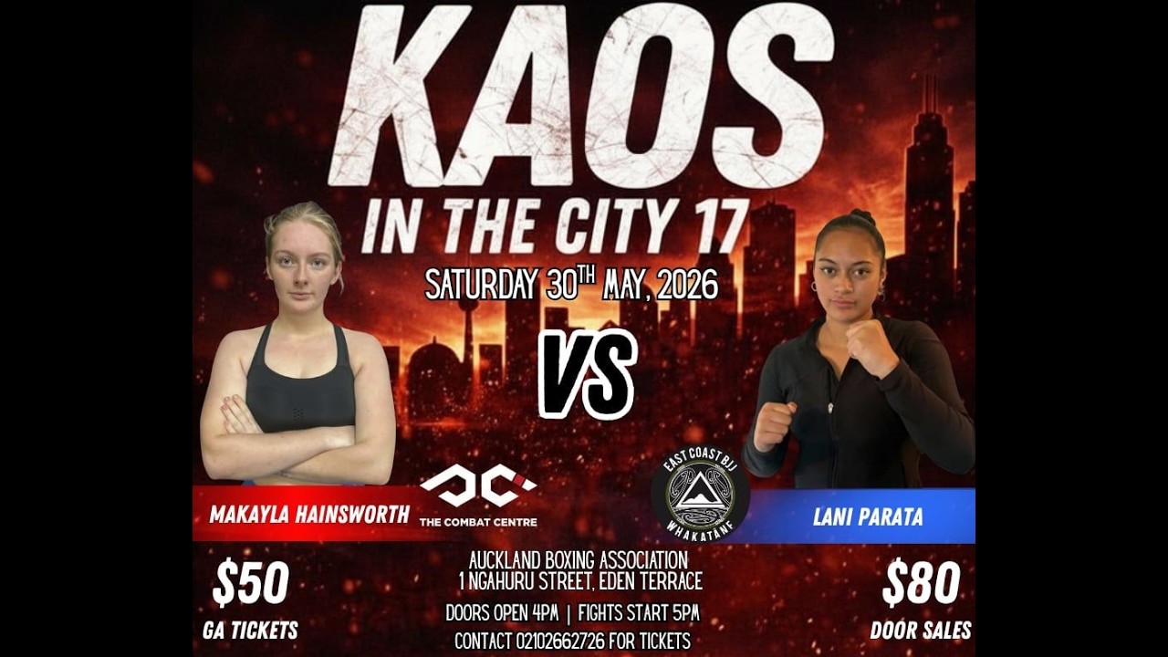 KAOS ON THE CITY 17: MAKAYLA HAINSWORTH vs LANI PARATA | K1 Boxing Fight backdrop