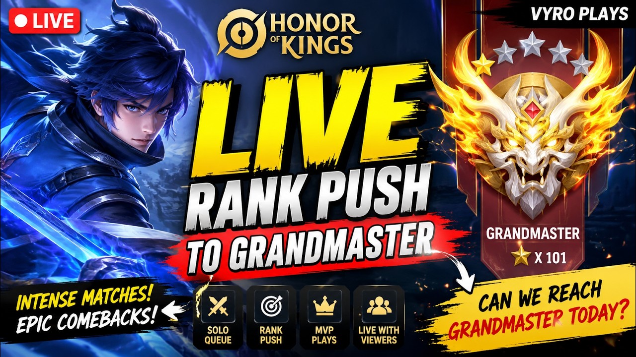 HONOR OF KINGS LIVE 🔴 RANK PUSH TO GRANDMASTER | SOLO QUEUE GAMEPLAY VYRO PLAYS