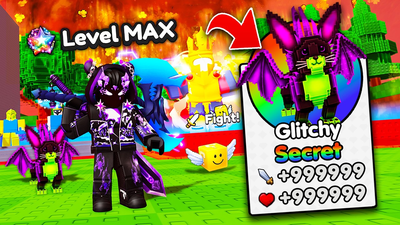 Unlocking MAX LEVEL Glitchy In Lucky Block Rush! (Roblox) backdrop
