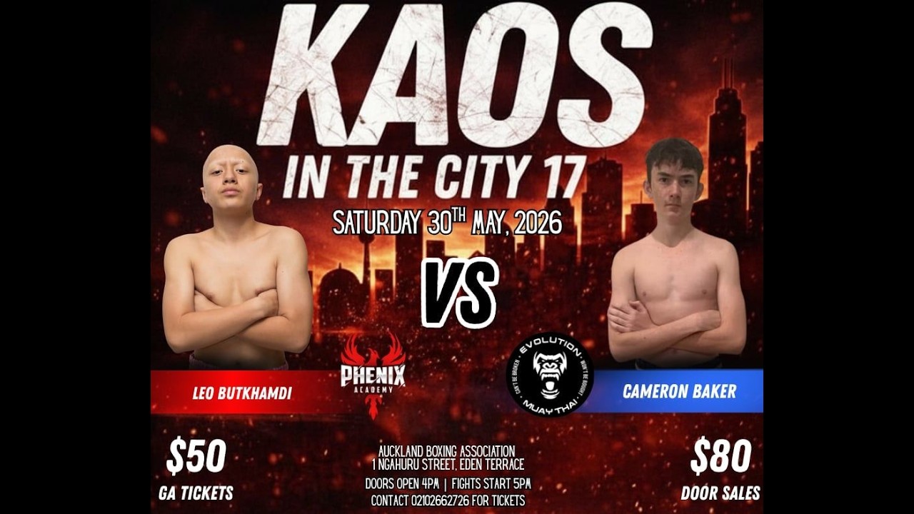KAOS ON THE CITY 17: LEO BUTKHAMDI vs CAMERON BAKER | K1 Boxing Fight backdrop