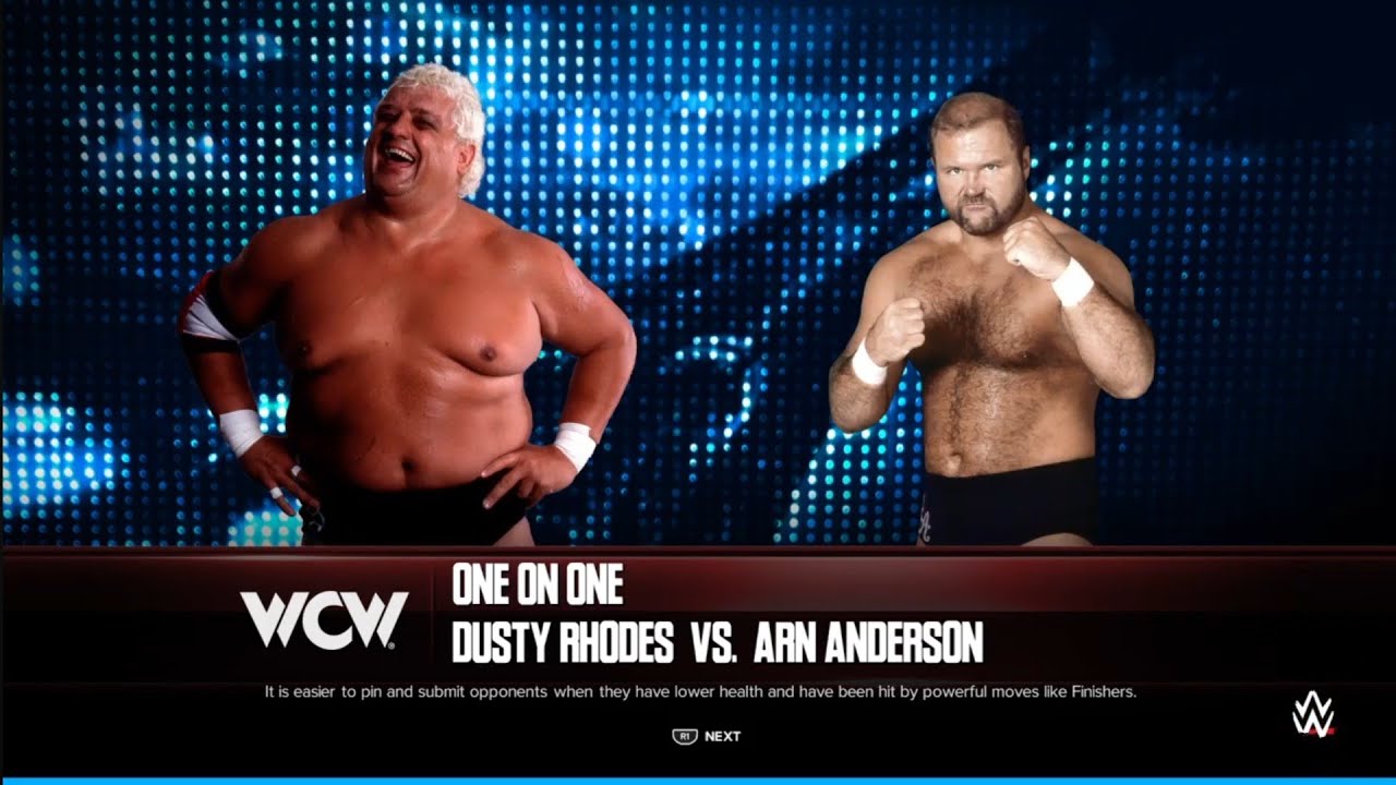 Dusty Rhodes vs Arn Anderson. WCW. WWE 2K24 backdrop