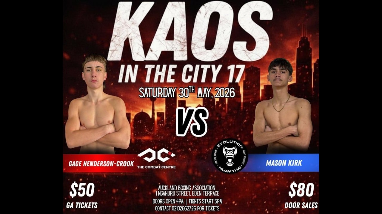 KAOS ON THE CITY 17: GAGE HENDERSON CROOK vs MASON KIRK | K1 Boxing Fight backdrop