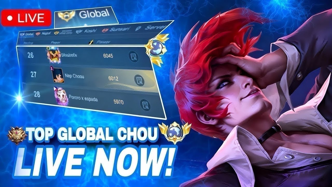 GLOBAL NO 3 CHOU IS LIVE NOW! 400+IMMORTAL RANK GAMEPLAY!