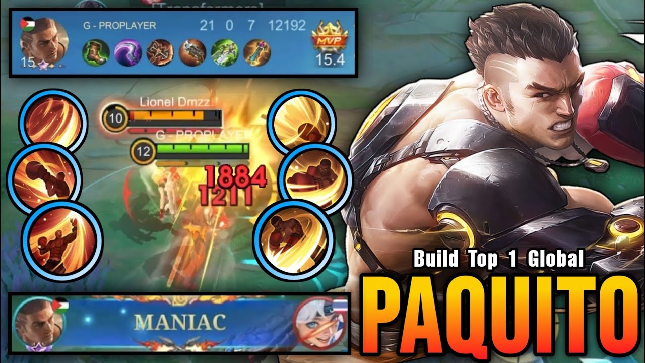 MANIAC + 21 Kills!! Offlane Paquito WipeOut The Enemies!! - Build Top 1 Global Paquito ~ MLBB background