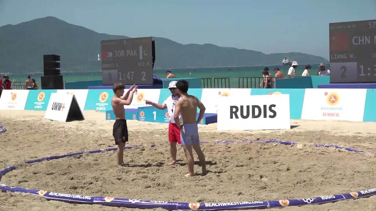 Wenhui LIANG (CHN) vs. Temuulen USUKHBAYAR (MGL) | U17 ASIAN BEACH WRESTLING 2026 | KnockOut | Men's