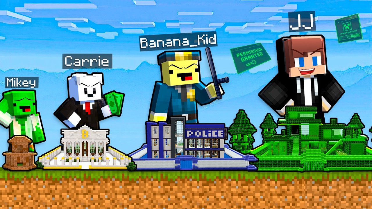 Mikey vs JJ vs Banana Kid vs Carrie: BUNKER BATTLE In Minecraft - Maizen