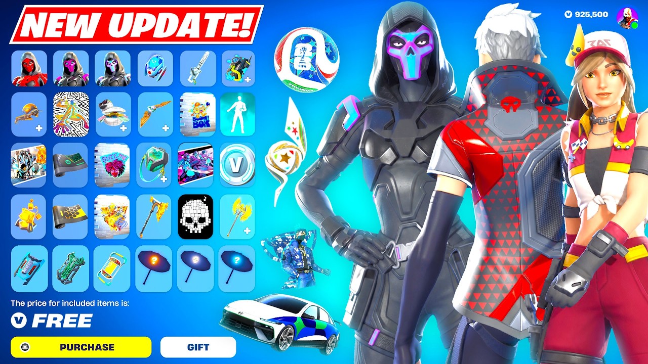SEASON 3 ALL FREE Rewards (Skin, ICON Emote, VBUCKS, Car Bundle, World Cup Cosmetics) Fortnite